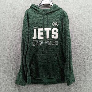 New York Jets Womens Sweater XL Green Logo Spellout Pullover Hoodie NFL Licensed